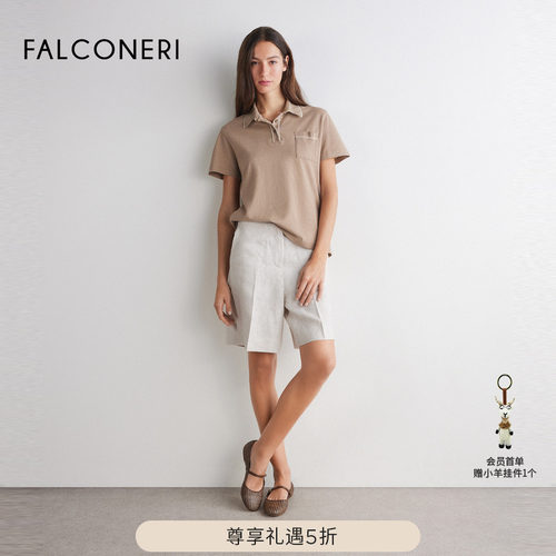 【尊享礼遇】FALCONERI女通勤桑蚕丝混纺短袖T恤polo衫DMM460T