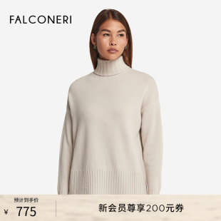 FALCONERI女士時尚 DML428E 百搭寬松羅紋高領(lǐng)山羊絨毛衣針織衫 經(jīng)典