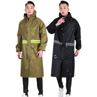 全身一体防暴雨雨披工地劳保户外反光防水雨服男 3520帆布雨衣长款