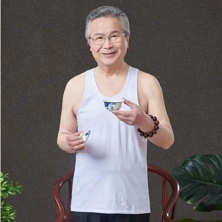 中老年背心男士夏季大尺码跨栏宽松吊带打底汗衫老人内衣爸爸装
