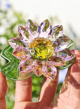 供佛小莲花摆件 水晶睡莲家居卧室玄关装饰品茶宠茶几桌面小摆台