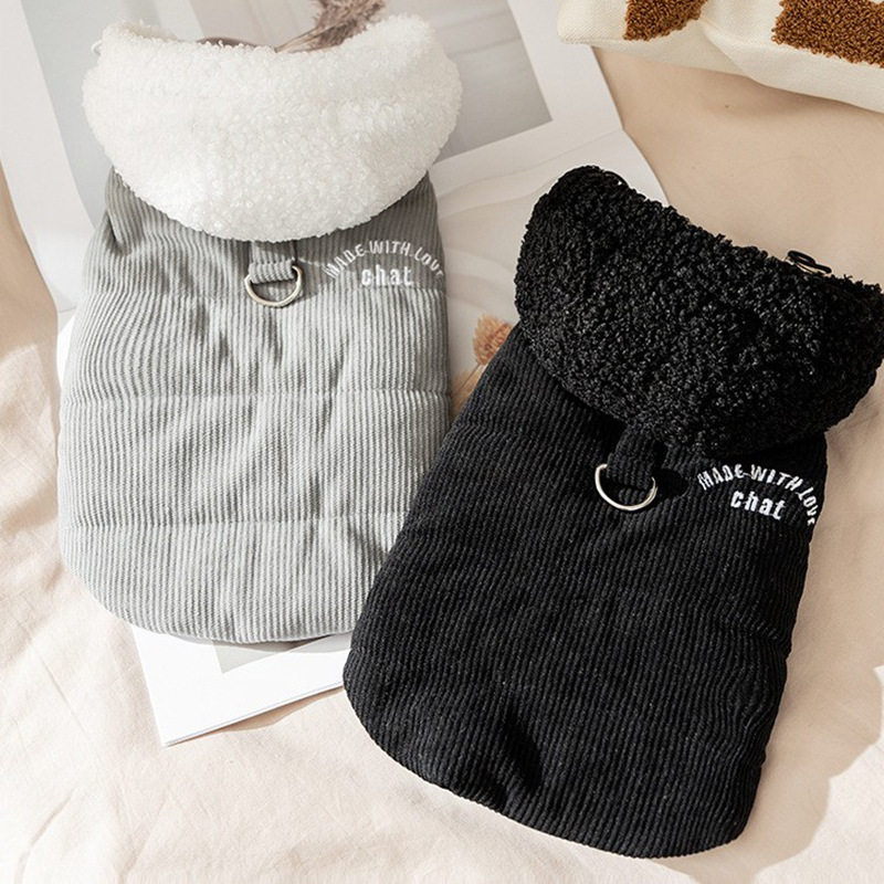 小狗狗衣服秋冬季泰迪比熊幼犬猫保暖灯芯绒两脚宠物棉衣实用款