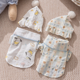 宠物狗服饰狗狗衣服中小型犬居家服秋冬季保暖约克夏两脚衣带帽子