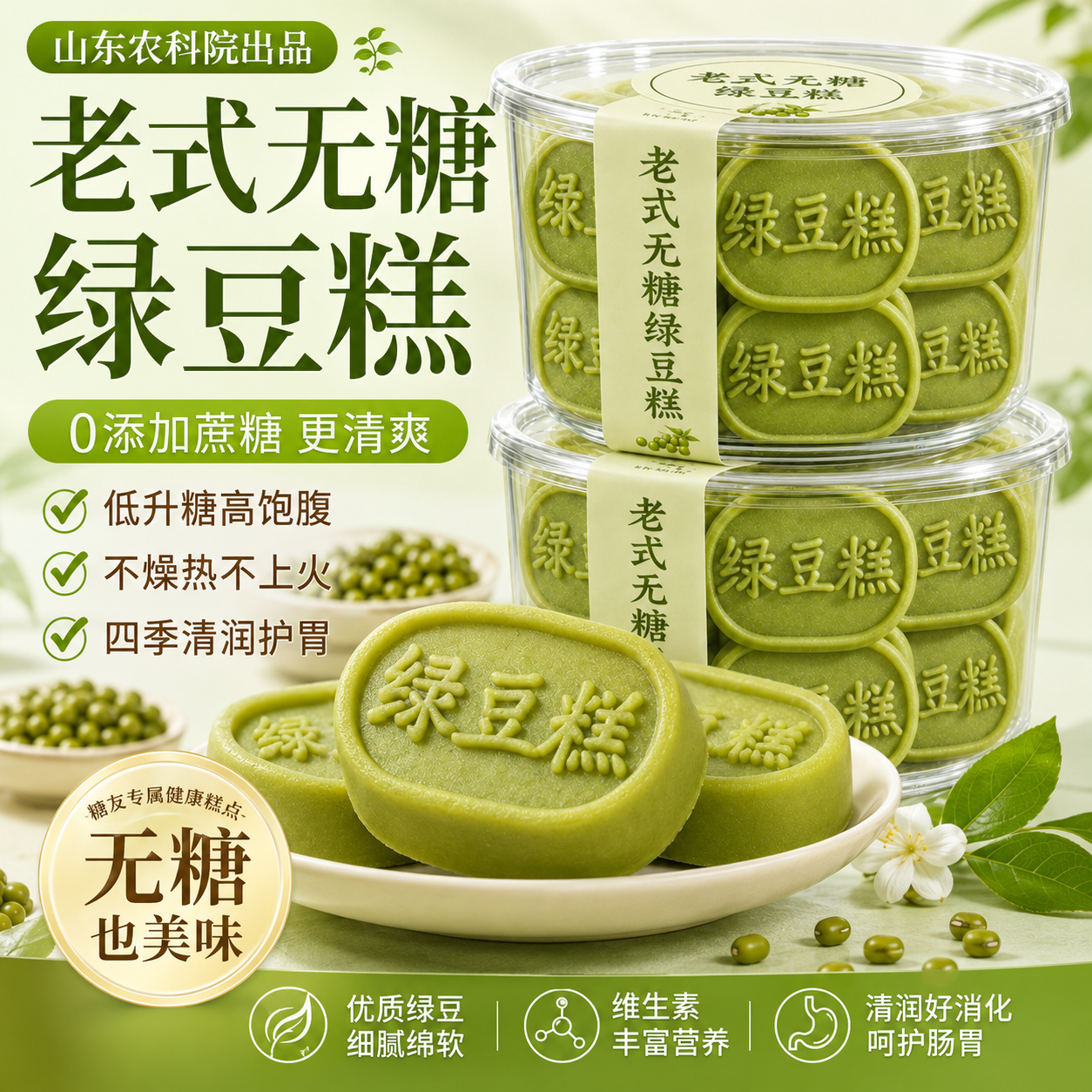 传统绿豆糕官方旗舰店上海老字号绿豆糕老式正宗绿豆糕无糖无添加
