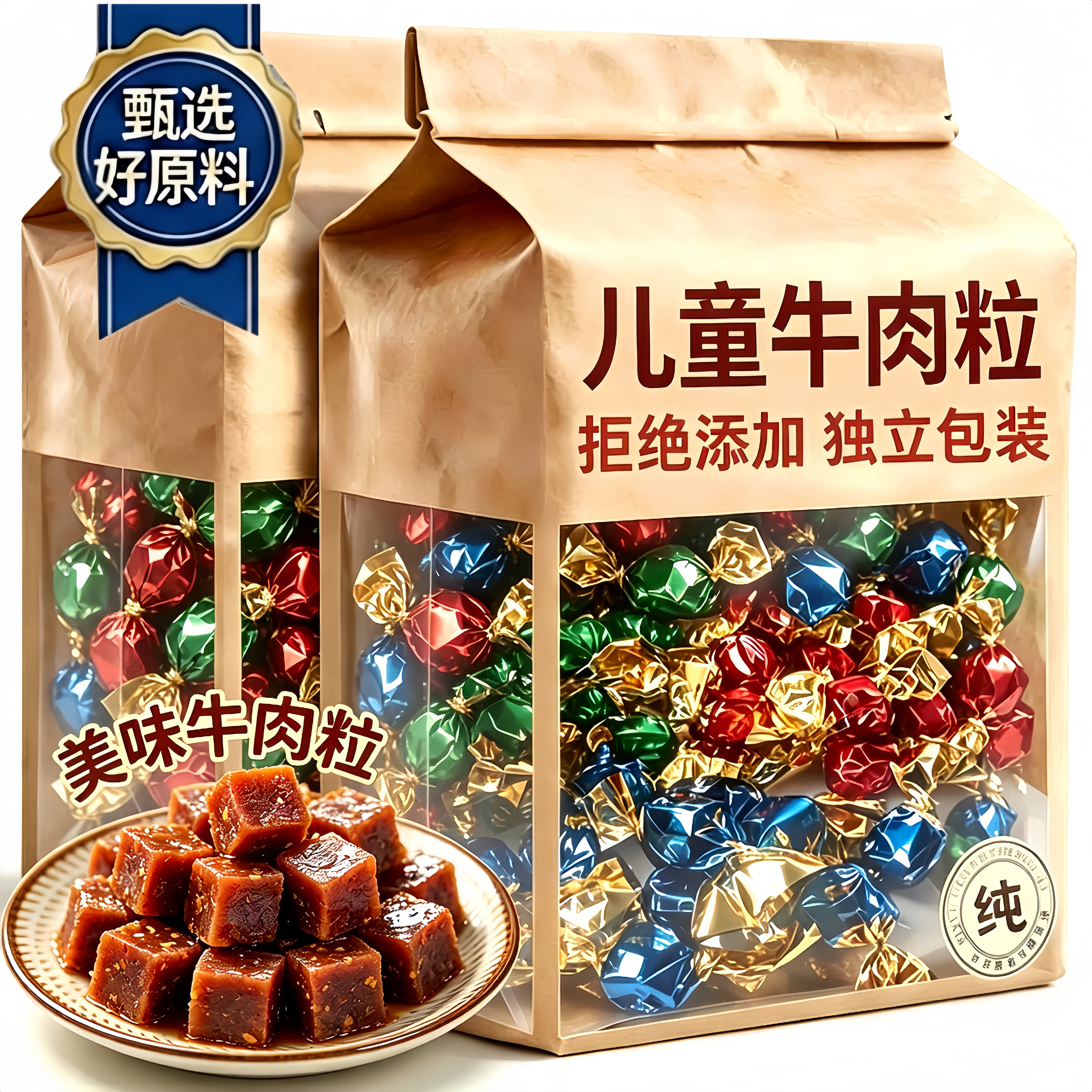 正宗内蒙古牛肉粒无添加官方旗舰店原切牛肉粒儿童零食独立小包装