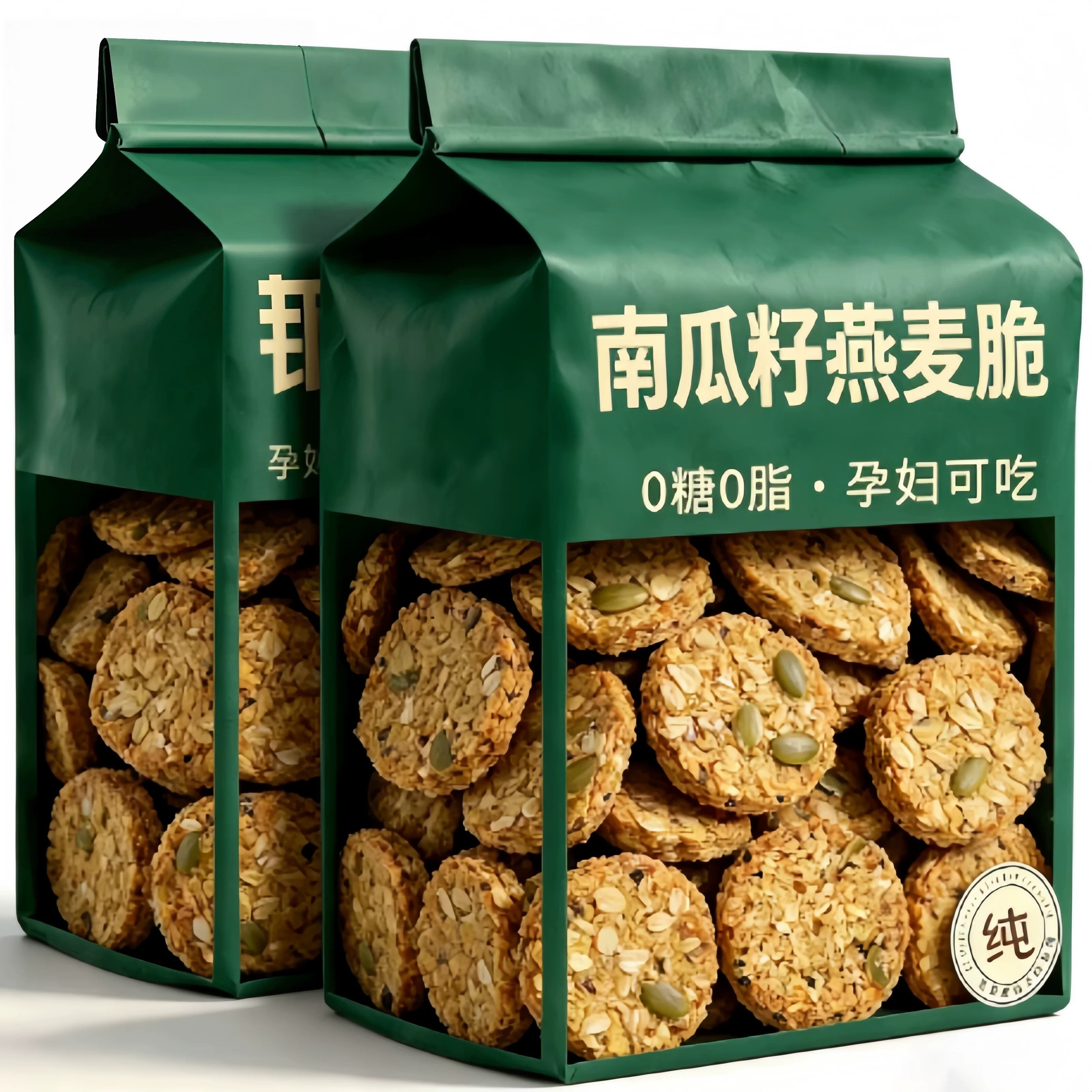 无糖南瓜籽燕麦脆片0脂0糖0卡燕麦饼干全粗粮饼抗饿饱腹代餐零食