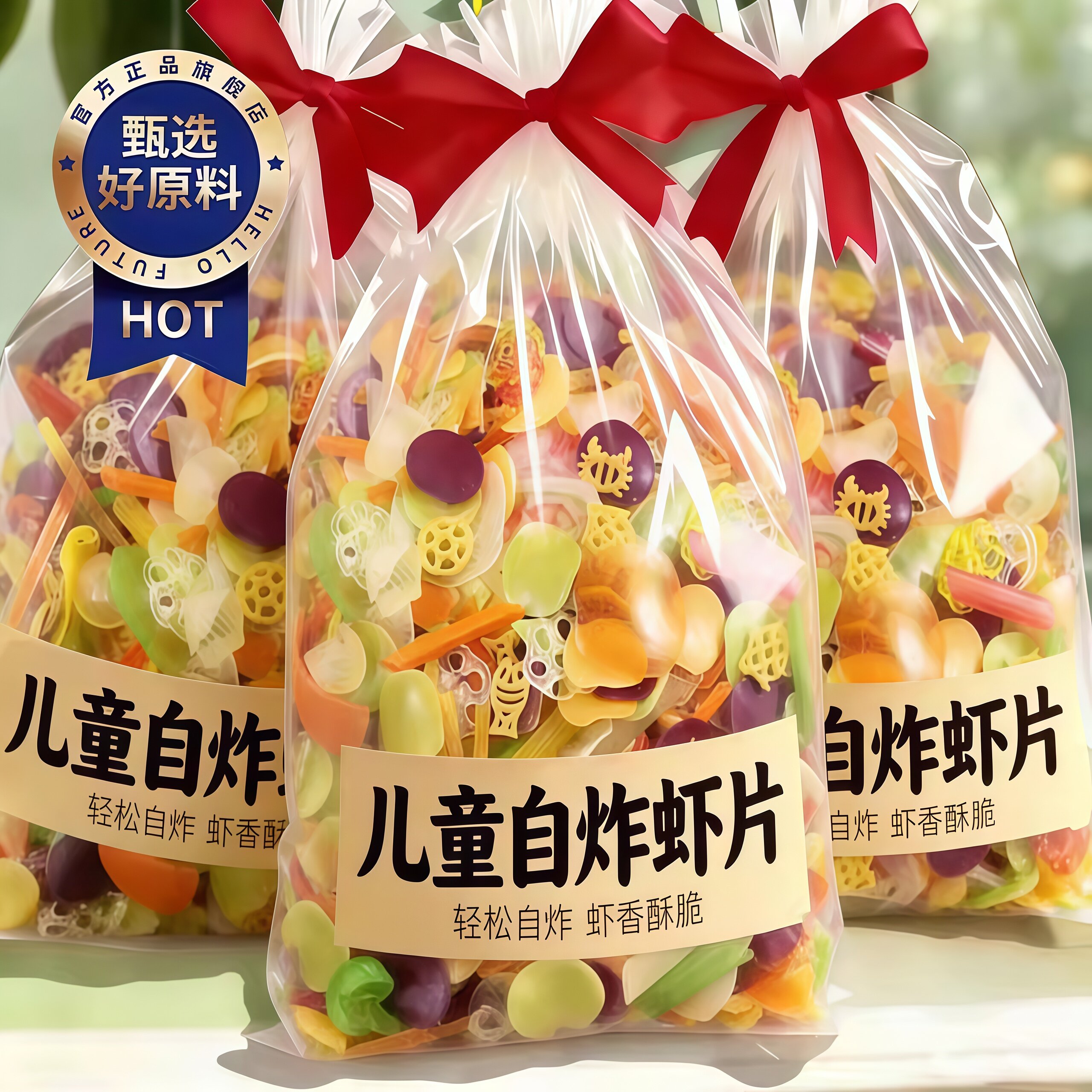 全家福彩色虾片自己炸薯片小零食8090后童年怀旧小吃休闲年货零食
