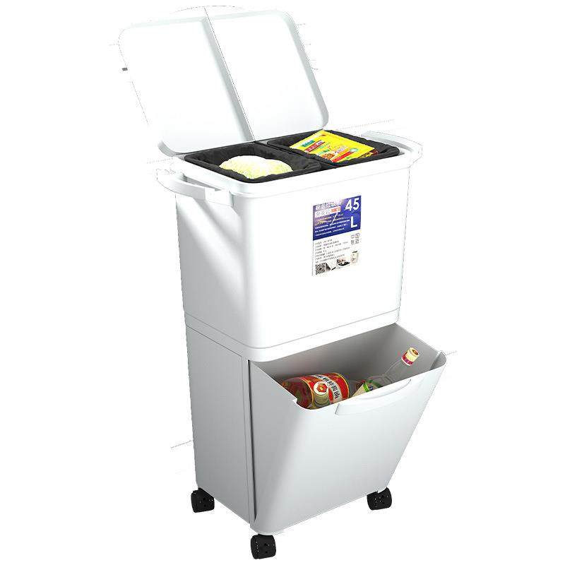 新款直销可移动卫生桶垃圾桶厨房大容量干湿分离双层分类加大加高