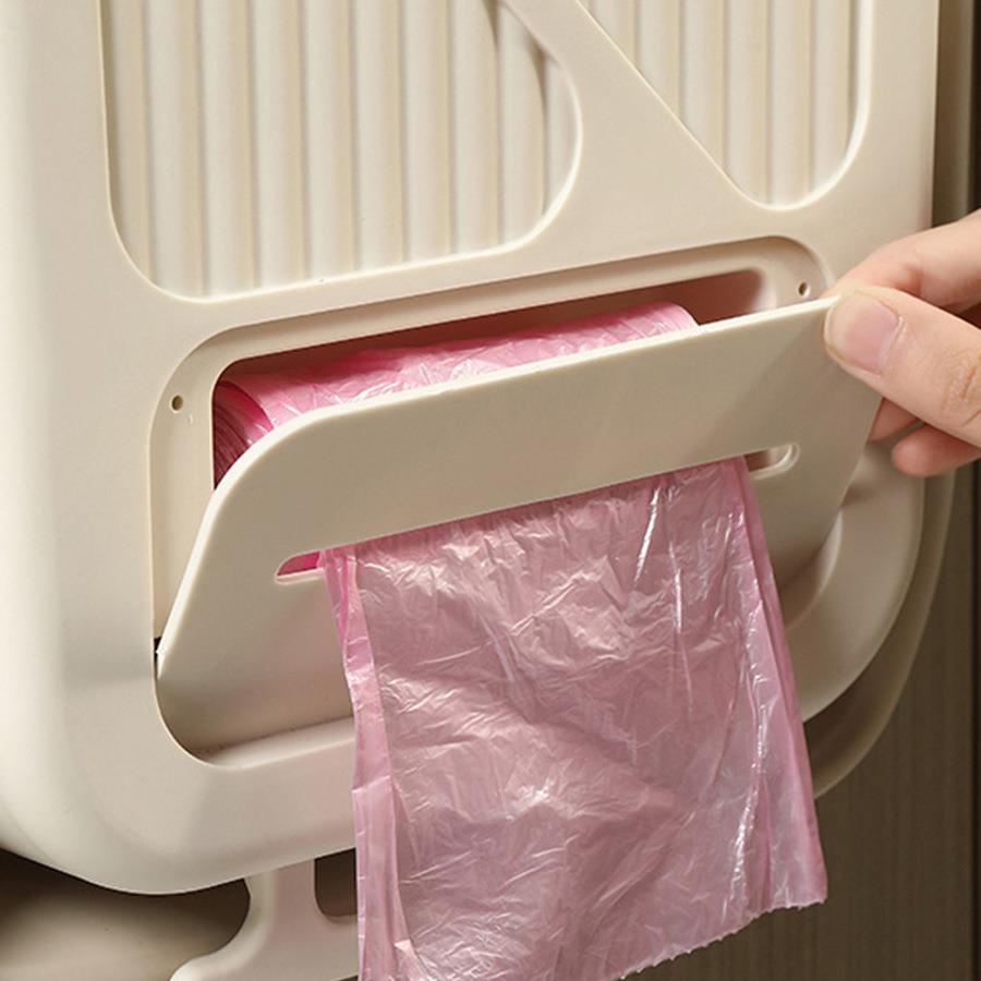 直销新款塑料壁挂式厨房折叠垃圾桶 免弯腰多功能家用大号柜门收