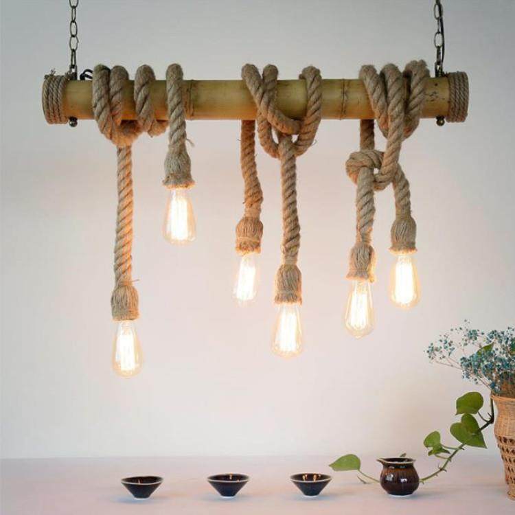 直销新款复古咖啡厅个性创意餐厅仿古麻绳旧竹吊灯麻绳吊灯,家装灯饰光源,智能吊灯,淘宝优惠券,粉丝福利购,淘宝优惠卷