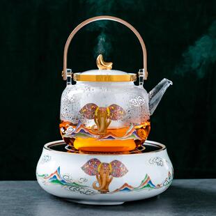 直销围炉煮茶器煮白茶专用国潮风高档电陶炉自动蒸茶壶套装 新款 玻