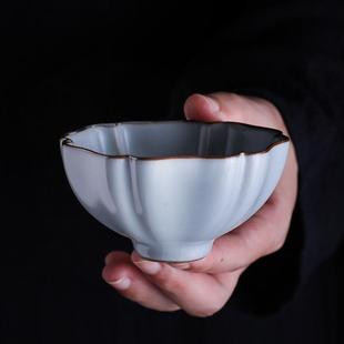 直销米黄汝窑主人杯陶瓷小茶杯家用个人专用品茗杯单功夫茶具 新款