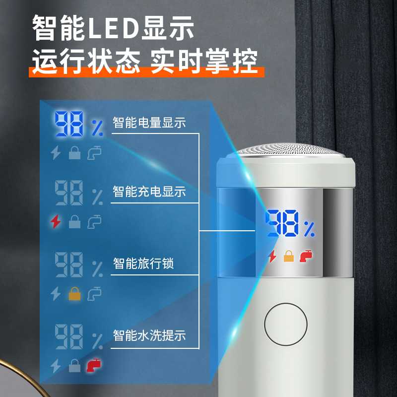 新款直销永日智能数显剃须刀电动男士便携刮胡刀可水洗快速充电式
