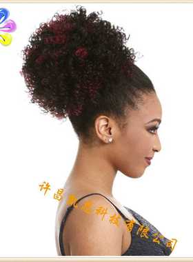 新款直销化纤非洲小卷马尾假发 Drawstring Ponytails Afro Bun