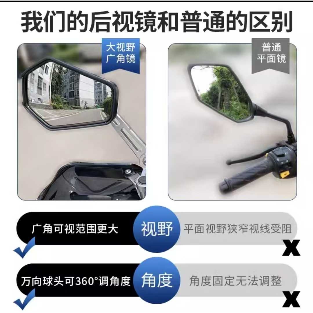 新款直销摩托车后视镜超广角uy125改装配件nmax大视野踏板通用反