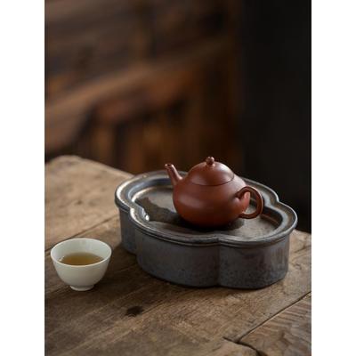苏英海棠干泡茶壶简易陶瓷镀金贮水茶盘小型干泡茶盘家用简易