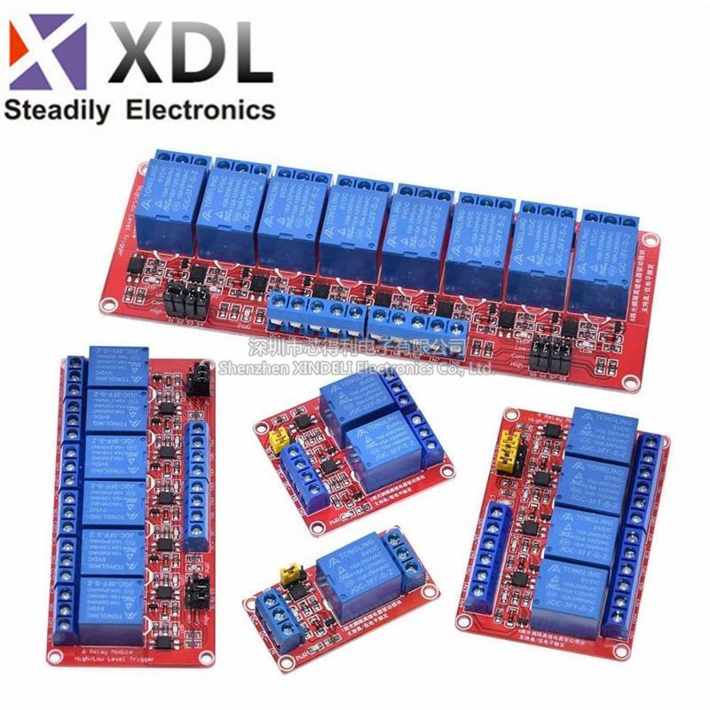 1 2 4 8路5V12V24V继电器模块带光耦隔离支持高低电平触发开发板