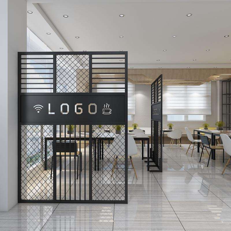 铁艺隔断屏风墙镂空网格玄关火锅店餐厅复古工业风吊顶铁网轻奢