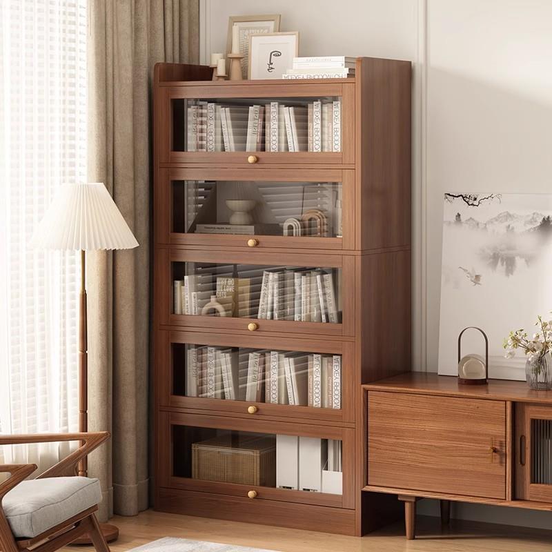 书架靠墙落地置物架多层客厅收纳柜储物柜家用带门防尘书柜置物柜