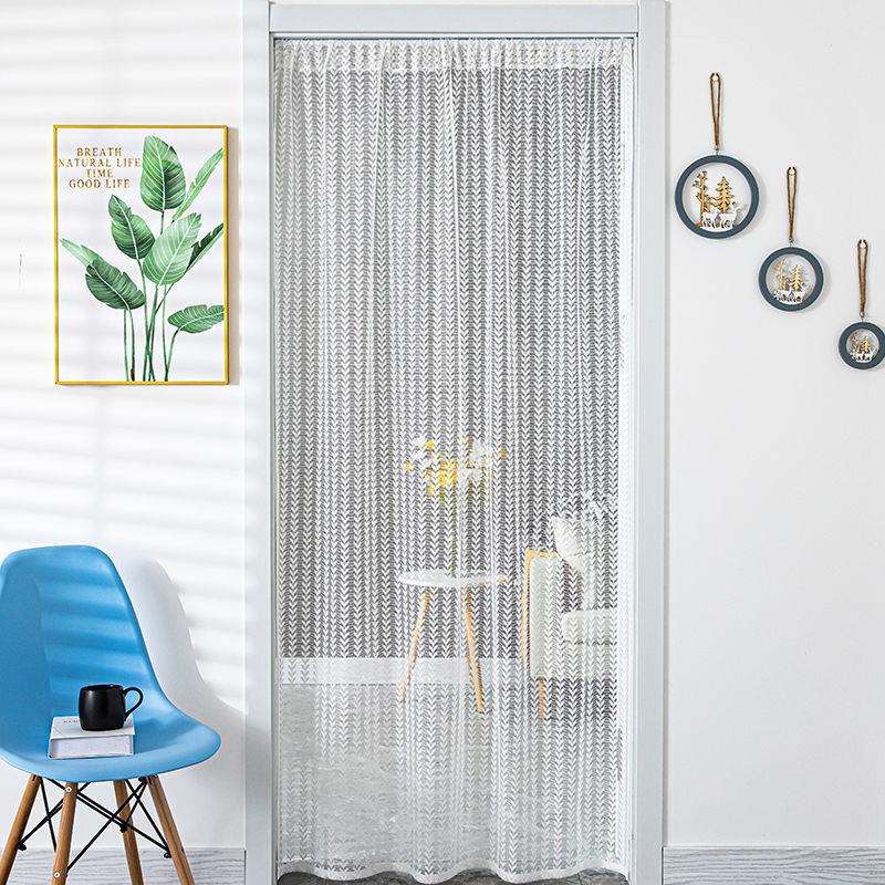 新款轻奢蕾丝门帘全帘防蚊纱帘免打孔卧室家用卫生间隔断帘装饰帘