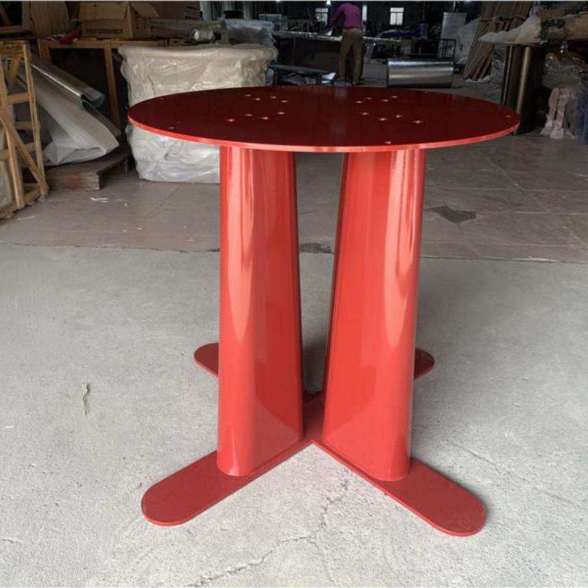 形餐桌底座意式红色桌腿脚北欧风实木大理石餐桌支架设计师垒德株