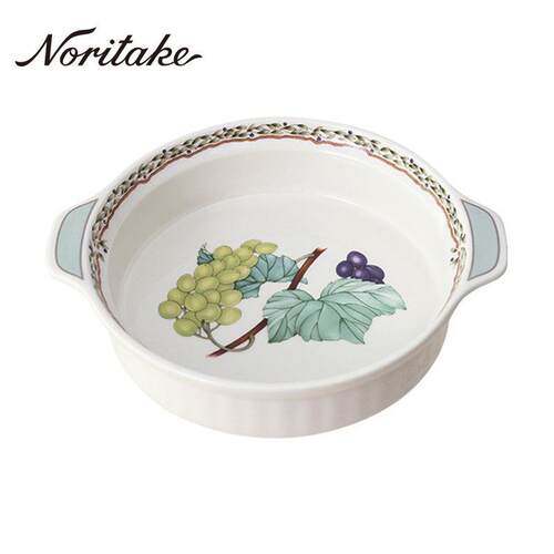 Noritake则武进口烘焙烤盘日式小清新家用双耳烤盘芝士焗饭盘菜盘