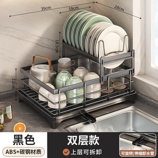 厨房置物架台面j碗碟碗盘沥水架家用多功能分层放碗架筷子桶接水
