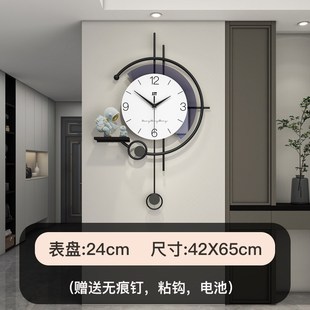 饰表挂墙免打 现代轻奢钟表挂钟k客厅高级感简约创意时钟高颜值装