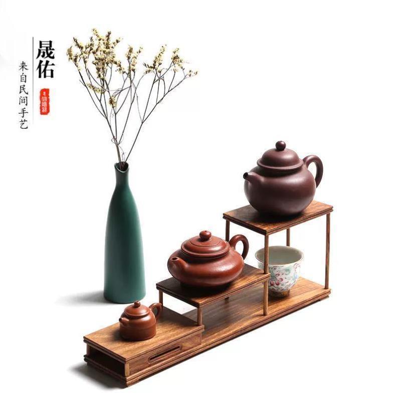 紫砂壶摆放架实木花梨木博古架功夫茶具置物架茶壶收纳摆件展示架