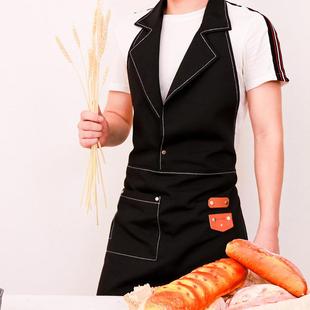 直销新款围裙帆布奶茶店咖啡师蛋糕店男女花店服务员工作服美发美