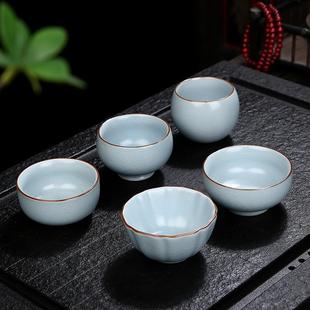 汝窑茶杯陶瓷主人单个纯色开片可养个人杯水杯家用中式 直销新款 大