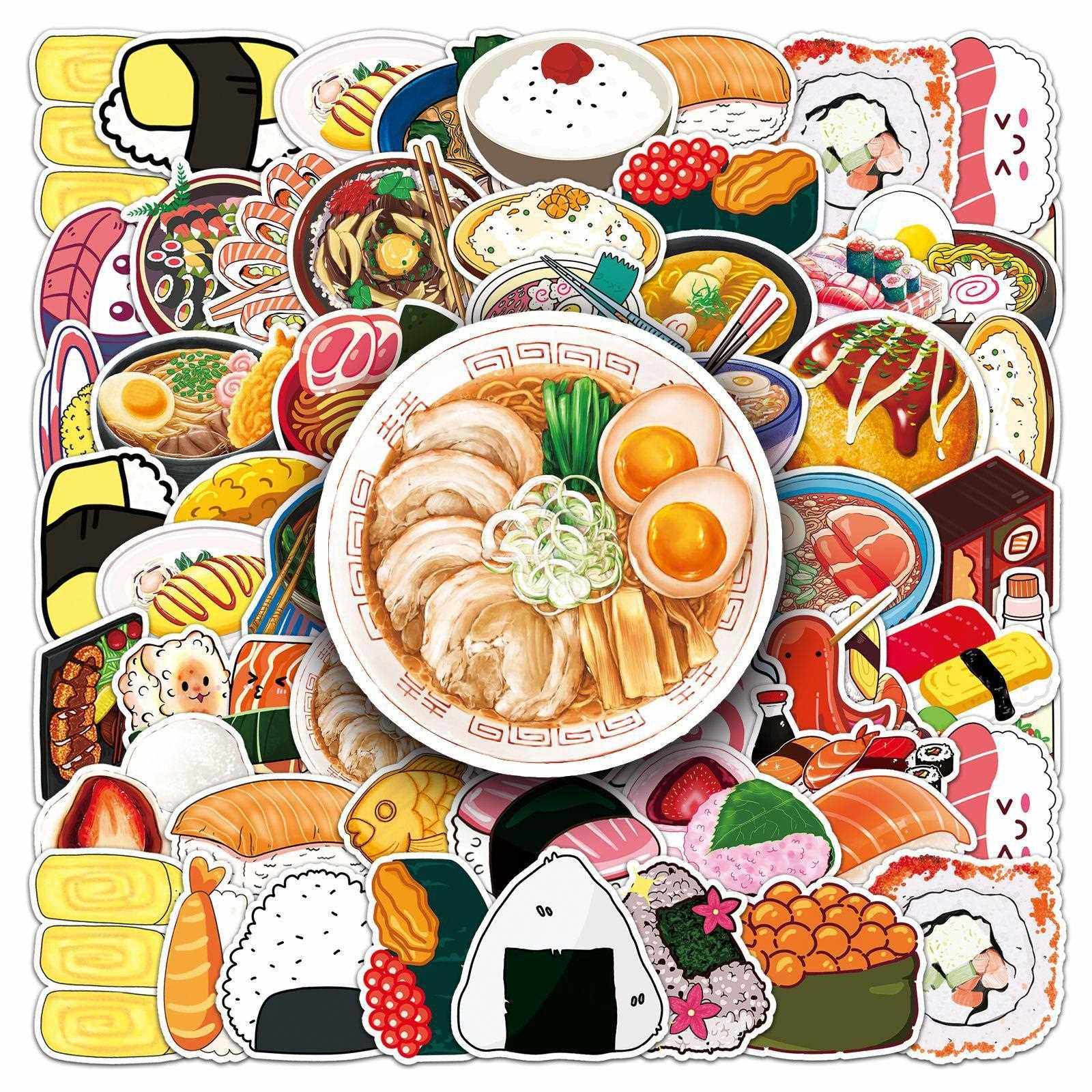 新款直销50张卡通日料涂鸦个性跨境寿司创意DIY滑板行李箱贴纸防,文具电教/文化用品/商务用品,贴纸/立体贴纸,淘宝优惠券,粉丝福利购,淘宝优惠卷