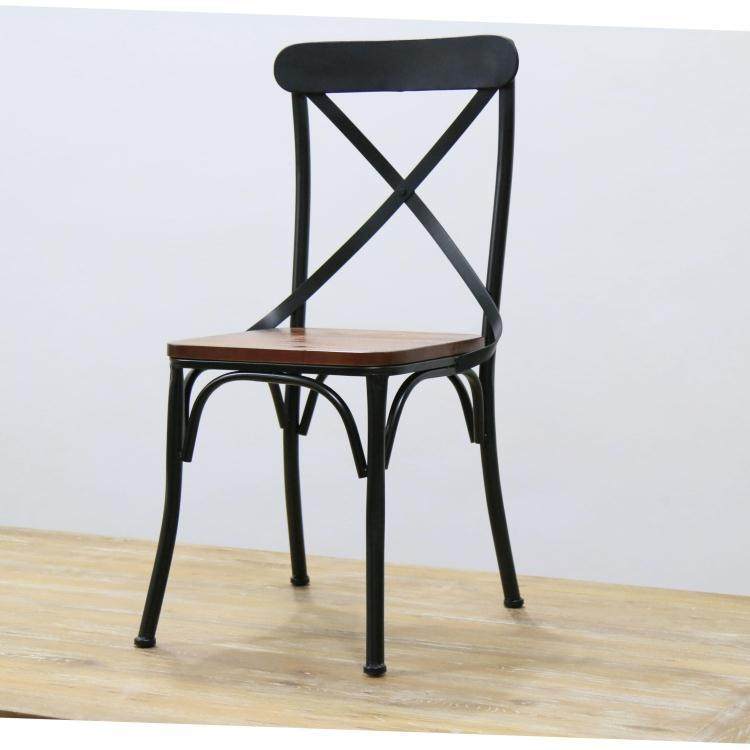 直销新款美式乡村复古餐厅饭店酒店铁艺餐椅家用实木餐桌椅靠背办