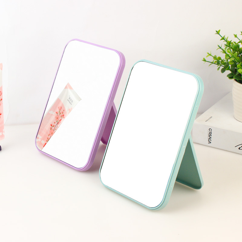 高清单面化妆镜子 台式多彩梳妆镜 折叠便携大号方形公主镜横竖面