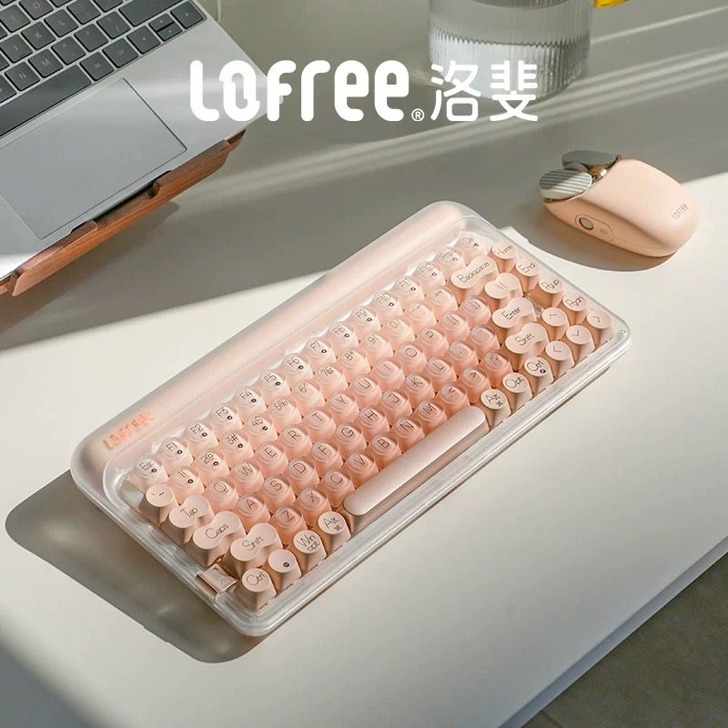 Lofree洛斐粉底液无线蓝牙机械键盘办公女生鼠标高颜值键鼠套装