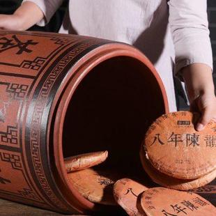 家用茶罐 宜兴紫砂茶叶罐 大号 陶瓷普洱茶缸 茶饼储存罐密封罐