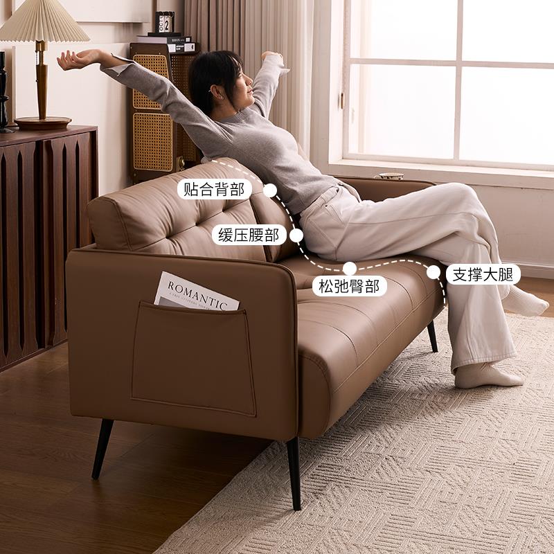小户型皮艺复古沙发出租房公寓商务接待区服装店客厅直排双人沙发