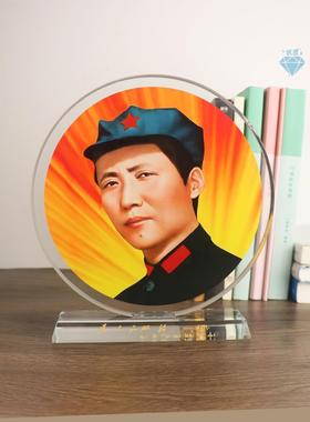 毛爷爷水晶摆件青老年画像励志摆台书房办公桌女士高端礼品装饰品