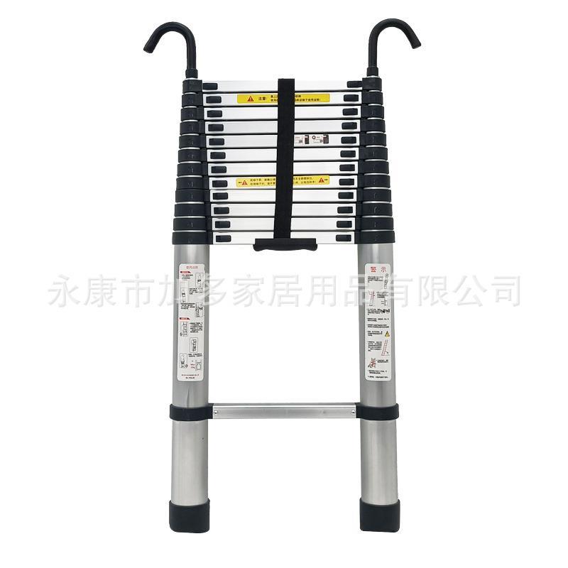 带挂钩梯子伸缩梯竹节家用梯折叠梯升降楼梯加厚铝合金工程梯