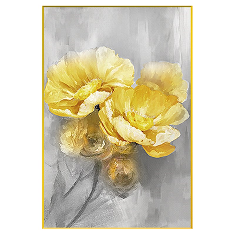 花开富贵金色牡丹油画玄关客厅饭厅高级感挂画沙发卧室牀头装饰画