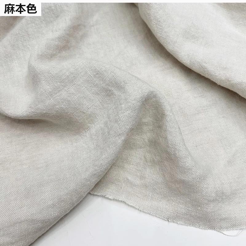 高档重磅色织汗麻布料100%亚麻加厚国风上衣西服阔腿裤半身裙面料