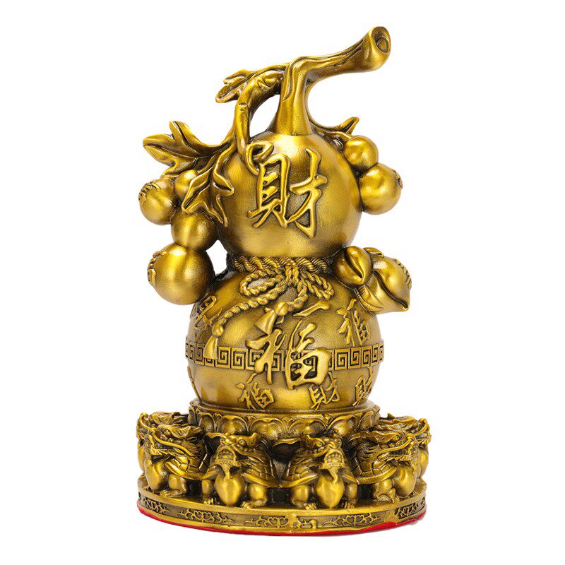 铜葫芦摆件镇宅财富家居办公室铜工艺品铜九龟葫芦百福聚来葫芦