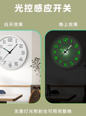 自动夜光钟表挂钟客厅时尚轻奢现代简约石英钟挂墙挂表家用时钟感