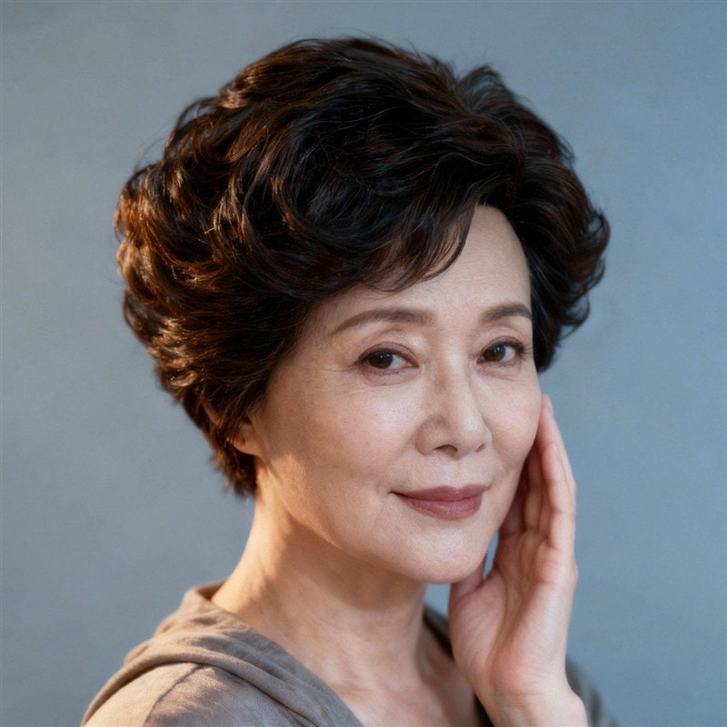 中老年假发女士全真发短卷发日常整顶遮白发轻薄自然妈妈款假发套