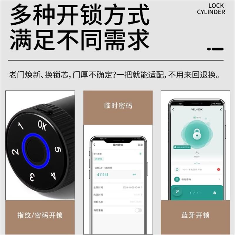 指纹锁芯防盗门家用通用型密码锁智能门锁电子锁室内房间大门锁心