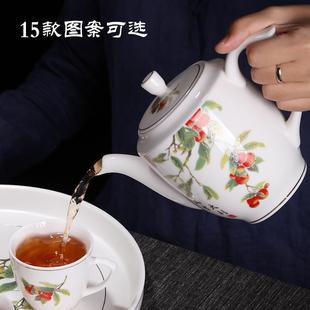 家用陶瓷茶壶大号功夫茶具不锈钢过滤网青花泡茶壶耐热单壶800ml