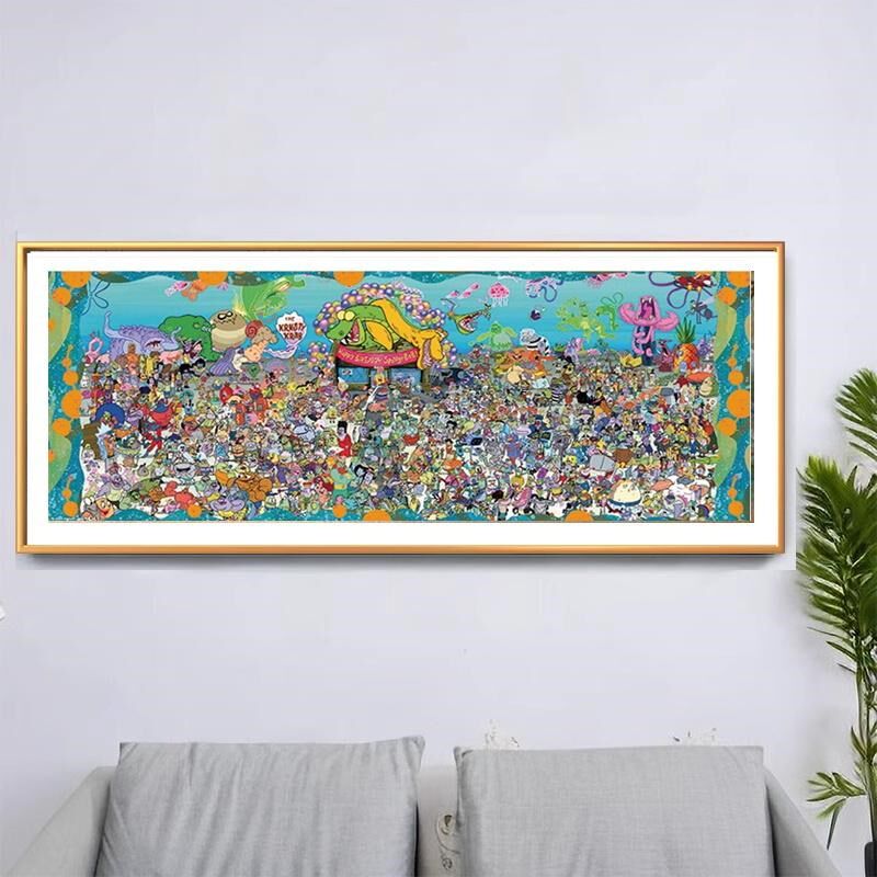 天官赐福海绵宝宝拼图相框88*33配套框1000片金属实木画框专用框