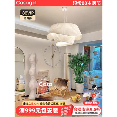 casa法式中古吊灯北欧ins风布艺设计艺术草帽灯具卧室灯客厅主灯