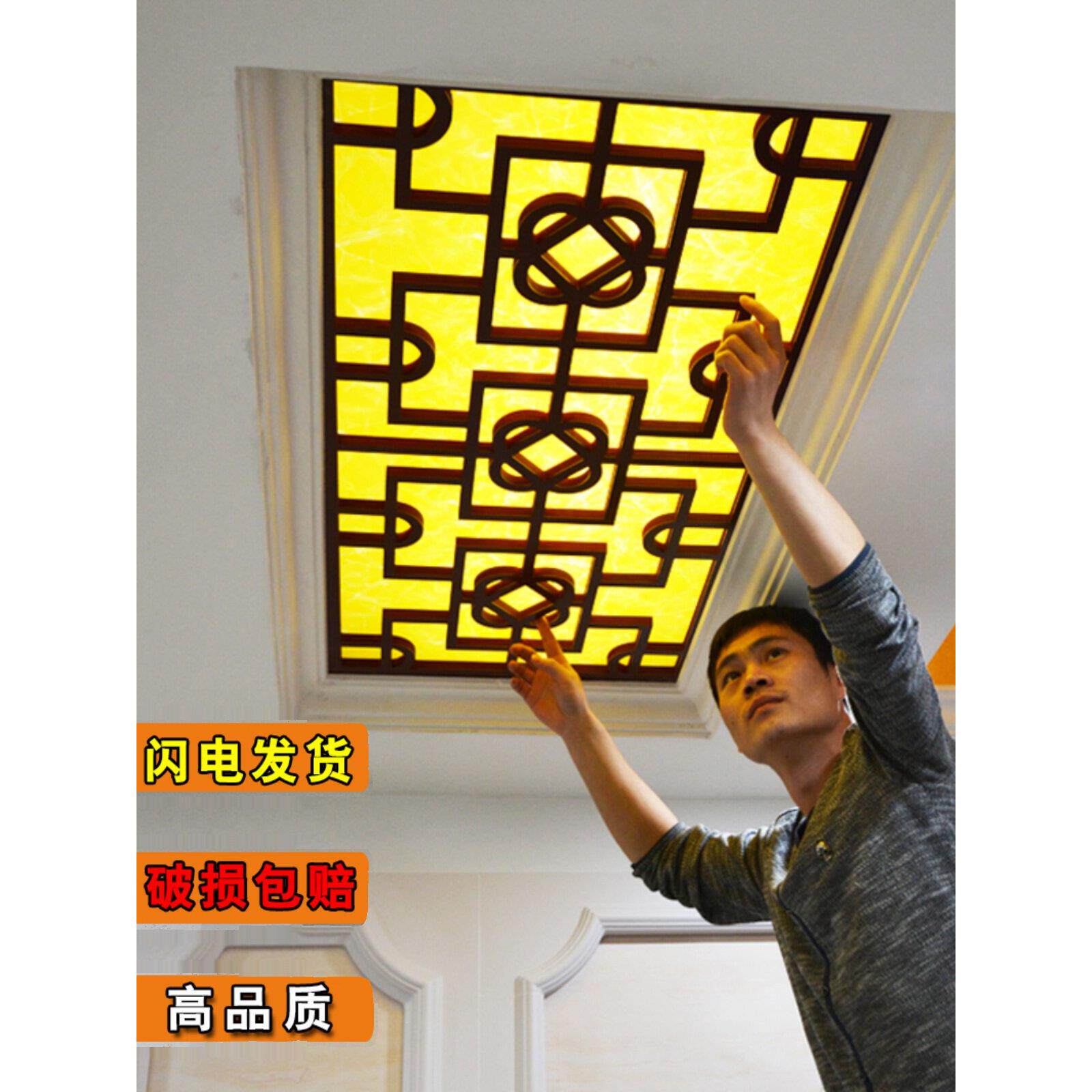 玄关PVC新中式吊顶镂空雕花板屏风背景墙花格欧式隔断现代装饰板