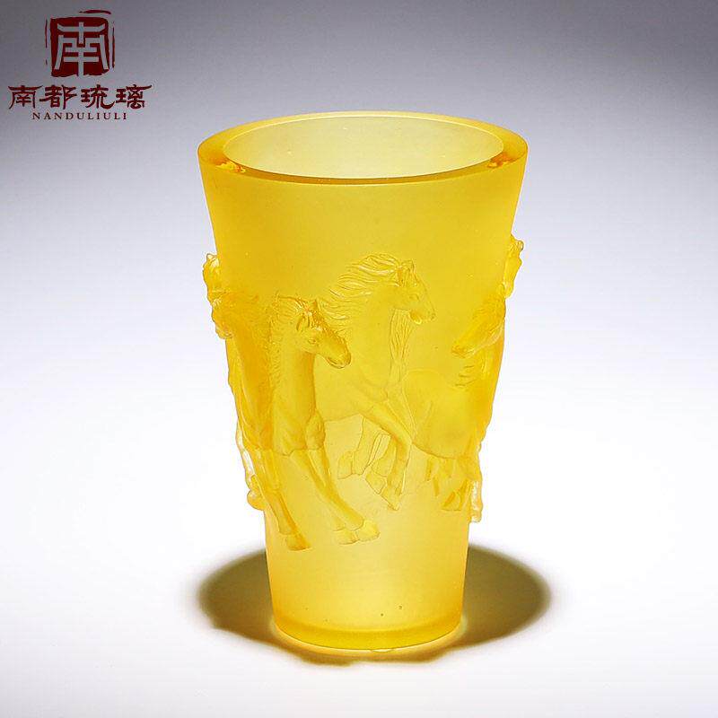 琉璃定制骏马生肖吉祥物花瓶水晶摆饰高级感小众客厅装饰品插干燥